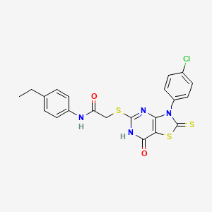 2-((3-(4-chlorophenyl)-7-oxo-2-thioxo-2,3,6,7-tetrahydrothiazolo[4,5-d]pyrimidin-5-yl)thio)-N-(4-ethylphenyl)acetamide