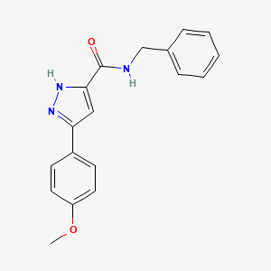 molecular formula C18H17N3O2 B11287254 N-benzyl-3-(4-methoxyphenyl)-1H-pyrazole-5-carboxamide 