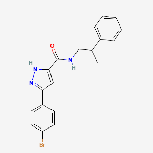 molecular formula C19H18BrN3O B11287258 3-(4-bromophenyl)-N-(2-phenylpropyl)-1H-pyrazole-5-carboxamide 