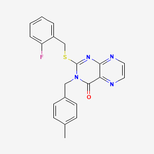 molecular formula C21H17FN4OS B11287263 2-{[(2-Fluorophenyl)methyl]sulfanyl}-3-[(4-methylphenyl)methyl]-3,4-dihydropteridin-4-one 