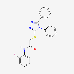 molecular formula C22H17FN4OS B11287264 2-[(4,5-diphenyl-4H-1,2,4-triazol-3-yl)sulfanyl]-N-(2-fluorophenyl)acetamide 