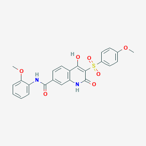 4-hydroxy-N-(2-methoxyphenyl)-3-((4-methoxyphenyl)sulfonyl)-2-oxo-1,2-dihydroquinoline-7-carboxamide