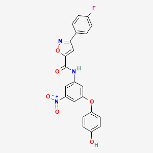 molecular formula C22H14FN3O6 B11287331 3-(4-fluorophenyl)-N-[3-(4-hydroxyphenoxy)-5-nitrophenyl]-1,2-oxazole-5-carboxamide 