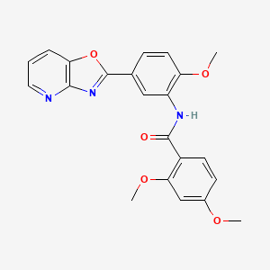 molecular formula C22H19N3O5 B11287344 2,4-Dimethoxy-N-(2-methoxy-5-{[1,3]oxazolo[4,5-B]pyridin-2-YL}phenyl)benzamide 