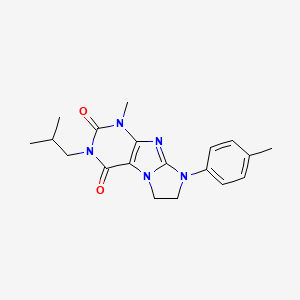 molecular formula C19H23N5O2 B11287357 1-methyl-8-(4-methylphenyl)-3-(2-methylpropyl)-7,8-dihydro-1H-imidazo[2,1-f]purine-2,4(3H,6H)-dione 