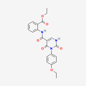 molecular formula C22H21N3O6 B11287359 Ethyl 2-(3-(4-ethoxyphenyl)-2,4-dioxo-1,2,3,4-tetrahydropyrimidine-5-carboxamido)benzoate 