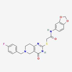 molecular formula C23H21FN4O4S B11287364 N-(1,3-benzodioxol-5-yl)-2-{[6-(4-fluorobenzyl)-4-oxo-3,4,5,6,7,8-hexahydropyrido[4,3-d]pyrimidin-2-yl]sulfanyl}acetamide 