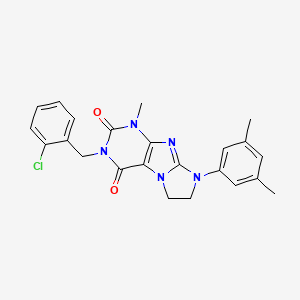 molecular formula C23H22ClN5O2 B11287393 2-[(2-Chlorophenyl)methyl]-6-(3,5-dimethylphenyl)-4-methyl-7,8-dihydropurino[7,8-a]imidazole-1,3-dione 