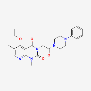 molecular formula C23H27N5O4 B11287405 5-ethoxy-1,6-dimethyl-3-(2-oxo-2-(4-phenylpiperazin-1-yl)ethyl)pyrido[2,3-d]pyrimidine-2,4(1H,3H)-dione 