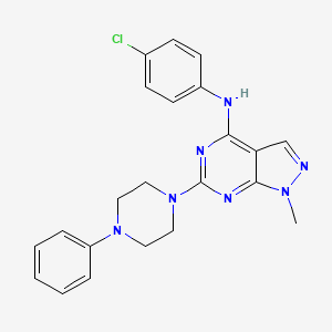 molecular formula C22H22ClN7 B11287414 N-(4-chlorophenyl)-1-methyl-6-(4-phenylpiperazin-1-yl)-1H-pyrazolo[3,4-d]pyrimidin-4-amine 