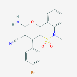 2-Amino-4-(4-bromophenyl)-6-methyl-4,6-dihydropyrano[3,2-c][2,1]benzothiazine-3-carbonitrile 5,5-dioxide