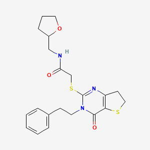 2-((4-oxo-3-phenethyl-3,4,6,7-tetrahydrothieno[3,2-d]pyrimidin-2-yl)thio)-N-((tetrahydrofuran-2-yl)methyl)acetamide