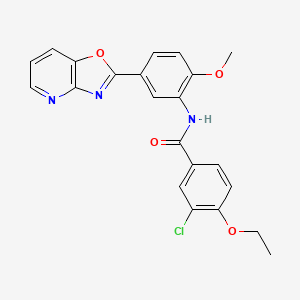 molecular formula C22H18ClN3O4 B11287464 3-chloro-4-ethoxy-N-(2-methoxy-5-[1,3]oxazolo[4,5-b]pyridin-2-ylphenyl)benzamide 