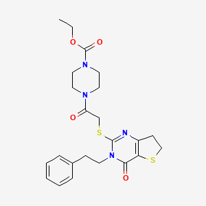 Ethyl 4-(2-((4-oxo-3-phenethyl-3,4,6,7-tetrahydrothieno[3,2-d]pyrimidin-2-yl)thio)acetyl)piperazine-1-carboxylate