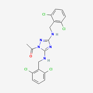 molecular formula C18H15Cl4N5O B11287474 1-{3,5-bis[(2,6-dichlorobenzyl)amino]-1H-1,2,4-triazol-1-yl}ethanone 