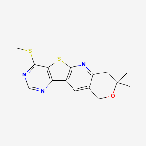 molecular formula C15H15N3OS2 B11287488 5,5-dimethyl-15-methylsulfanyl-6-oxa-17-thia-2,12,14-triazatetracyclo[8.7.0.03,8.011,16]heptadeca-1,3(8),9,11,13,15-hexaene 