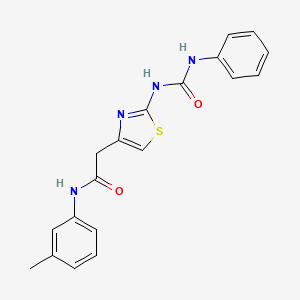 molecular formula C19H18N4O2S B11287537 2-(2-(3-phenylureido)thiazol-4-yl)-N-(m-tolyl)acetamide 