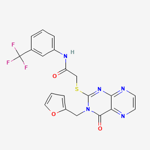 molecular formula C20H14F3N5O3S B11287543 2-({3-[(furan-2-yl)methyl]-4-oxo-3,4-dihydropteridin-2-yl}sulfanyl)-N-[3-(trifluoromethyl)phenyl]acetamide 