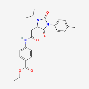 Ethyl 4-({[1-(4-methylphenyl)-2,5-dioxo-3-(propan-2-yl)imidazolidin-4-yl]acetyl}amino)benzoate