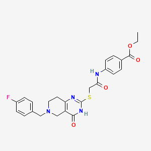 molecular formula C25H25FN4O4S B11287562 Ethyl 4-[({[6-(4-fluorobenzyl)-4-oxo-3,4,5,6,7,8-hexahydropyrido[4,3-d]pyrimidin-2-yl]sulfanyl}acetyl)amino]benzoate 