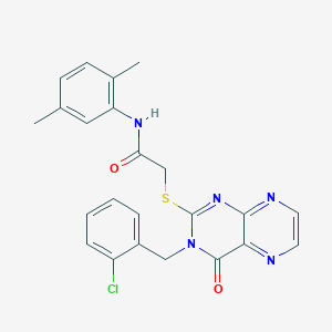 2-({3-[(2-chlorophenyl)methyl]-4-oxo-3,4-dihydropteridin-2-yl}sulfanyl)-N-(2,5-dimethylphenyl)acetamide