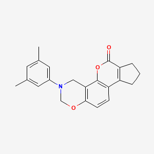 molecular formula C22H21NO3 B11287588 3-(3,5-dimethylphenyl)-3,4,8,9-tetrahydro-2H-cyclopenta[3,4]chromeno[8,7-e][1,3]oxazin-6(7H)-one 