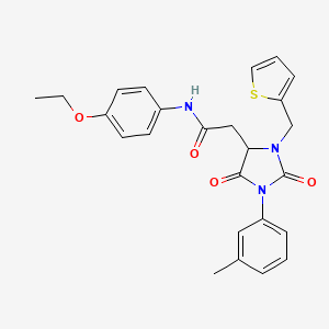 N-(4-ethoxyphenyl)-2-[1-(3-methylphenyl)-2,5-dioxo-3-(thiophen-2-ylmethyl)imidazolidin-4-yl]acetamide