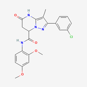 molecular formula C22H21ClN4O4 B11287611 2-(3-chlorophenyl)-N-(2,4-dimethoxyphenyl)-5-hydroxy-3-methyl-6,7-dihydropyrazolo[1,5-a]pyrimidine-7-carboxamide 