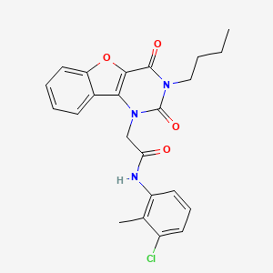 molecular formula C23H22ClN3O4 B11287615 2-(3-butyl-2,4-dioxo-3,4-dihydro[1]benzofuro[3,2-d]pyrimidin-1(2H)-yl)-N-(3-chloro-2-methylphenyl)acetamide 