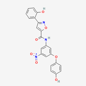 molecular formula C22H15N3O7 B11287621 N-[3-(4-hydroxyphenoxy)-5-nitrophenyl]-3-(2-hydroxyphenyl)-1,2-oxazole-5-carboxamide 