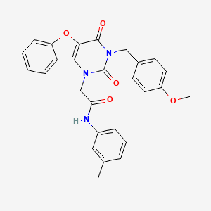 molecular formula C27H23N3O5 B11287650 2-(3-(4-methoxybenzyl)-2,4-dioxo-3,4-dihydrobenzofuro[3,2-d]pyrimidin-1(2H)-yl)-N-(m-tolyl)acetamide 