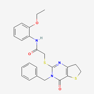 molecular formula C23H23N3O3S2 B11287651 2-((3-benzyl-4-oxo-3,4,6,7-tetrahydrothieno[3,2-d]pyrimidin-2-yl)thio)-N-(2-ethoxyphenyl)acetamide 