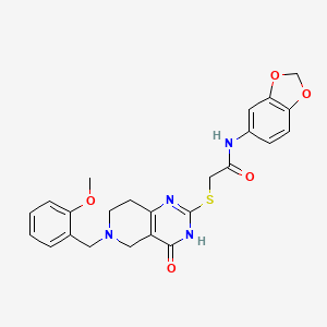 molecular formula C24H24N4O5S B11287676 N-(1,3-benzodioxol-5-yl)-2-{[6-(2-methoxybenzyl)-4-oxo-3,4,5,6,7,8-hexahydropyrido[4,3-d]pyrimidin-2-yl]sulfanyl}acetamide 