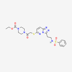 Ethyl 4-(2-((3-(2-(phenylsulfonamido)ethyl)-[1,2,4]triazolo[4,3-b]pyridazin-6-yl)thio)acetyl)piperazine-1-carboxylate