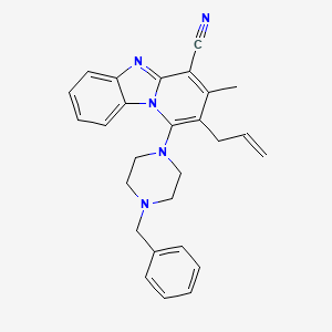 molecular formula C27H27N5 B11287700 1-(4-Benzylpiperazin-1-yl)-3-methyl-2-(prop-2-en-1-yl)pyrido[1,2-a]benzimidazole-4-carbonitrile 