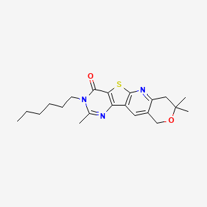 14-hexyl-5,5,13-trimethyl-6-oxa-17-thia-2,12,14-triazatetracyclo[8.7.0.03,8.011,16]heptadeca-1,3(8),9,11(16),12-pentaen-15-one