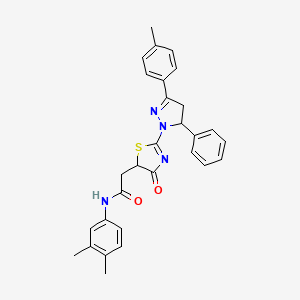 N-(3,4-dimethylphenyl)-2-{2-[3-(4-methylphenyl)-5-phenyl-4,5-dihydro-1H-pyrazol-1-yl]-4-oxo-4,5-dihydro-1,3-thiazol-5-yl}acetamide