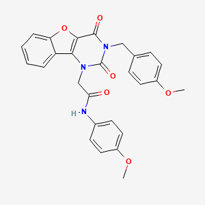 molecular formula C27H23N3O6 B11287781 2-(3-(4-methoxybenzyl)-2,4-dioxo-3,4-dihydrobenzofuro[3,2-d]pyrimidin-1(2H)-yl)-N-(4-methoxyphenyl)acetamide 