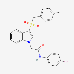 molecular formula C24H21FN2O3S B11287837 N-(4-fluorophenyl)-2-(3-((4-methylbenzyl)sulfonyl)-1H-indol-1-yl)acetamide 