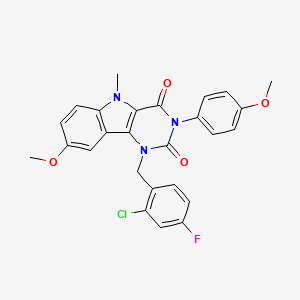 molecular formula C26H21ClFN3O4 B11287873 1-(2-chloro-4-fluorobenzyl)-8-methoxy-3-(4-methoxyphenyl)-5-methyl-1H-pyrimido[5,4-b]indole-2,4(3H,5H)-dione 