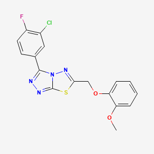 molecular formula C17H12ClFN4O2S B11287898 3-(3-Chloro-4-fluorophenyl)-6-[(2-methoxyphenoxy)methyl][1,2,4]triazolo[3,4-b][1,3,4]thiadiazole 