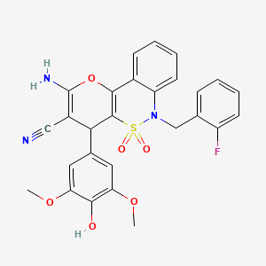 2-Amino-6-(2-fluorobenzyl)-4-(4-hydroxy-3,5-dimethoxyphenyl)-4,6-dihydropyrano[3,2-c][2,1]benzothiazine-3-carbonitrile 5,5-dioxide