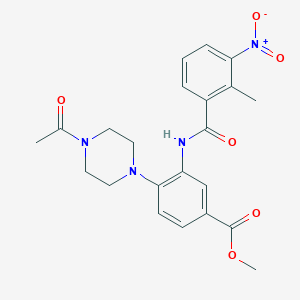 molecular formula C22H24N4O6 B11287934 Methyl 4-(4-acetylpiperazin-1-YL)-3-(2-methyl-3-nitrobenzamido)benzoate 