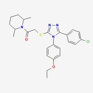 molecular formula C25H29ClN4O2S B11287952 2-{[5-(4-chlorophenyl)-4-(4-ethoxyphenyl)-4H-1,2,4-triazol-3-yl]sulfanyl}-1-(2,6-dimethylpiperidin-1-yl)ethanone 