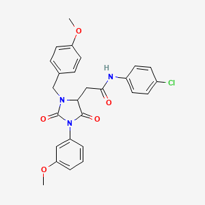 molecular formula C26H24ClN3O5 B11287956 N-(4-chlorophenyl)-2-[3-(4-methoxybenzyl)-1-(3-methoxyphenyl)-2,5-dioxoimidazolidin-4-yl]acetamide 