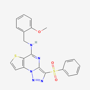 molecular formula C21H17N5O3S2 B11287965 N-(2-methoxybenzyl)-3-(phenylsulfonyl)thieno[2,3-e][1,2,3]triazolo[1,5-a]pyrimidin-5-amine 