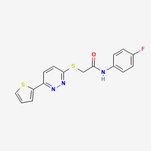 molecular formula C16H12FN3OS2 B11287997 N-(4-Fluorophenyl)-2-{[6-(thiophen-2-YL)pyridazin-3-YL]sulfanyl}acetamide 