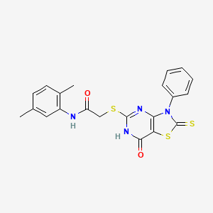 N-(2,5-dimethylphenyl)-2-((7-oxo-3-phenyl-2-thioxo-2,3,6,7-tetrahydrothiazolo[4,5-d]pyrimidin-5-yl)thio)acetamide