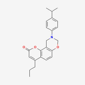 molecular formula C23H25NO3 B11288013 9-(4-isopropylphenyl)-4-propyl-9,10-dihydro-2H,8H-chromeno[8,7-e][1,3]oxazin-2-one 