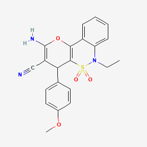 2-Amino-6-ethyl-4-(4-methoxyphenyl)-4,6-dihydropyrano[3,2-c][2,1]benzothiazine-3-carbonitrile 5,5-dioxide